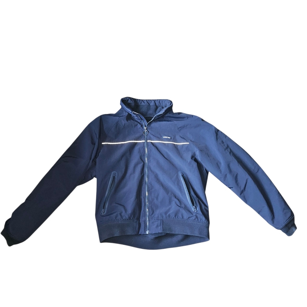 Lands' End Mens Deep Sea Navy Blue Fleece Jacket Coat M Medium Waterproof Spring